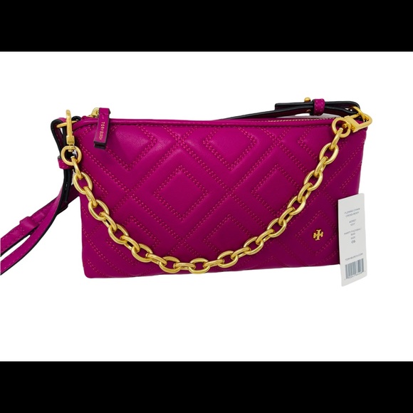 NEW Tory Burch Fleming Chain Fuchsia Quilted Crossbody - Picture 2 of 8